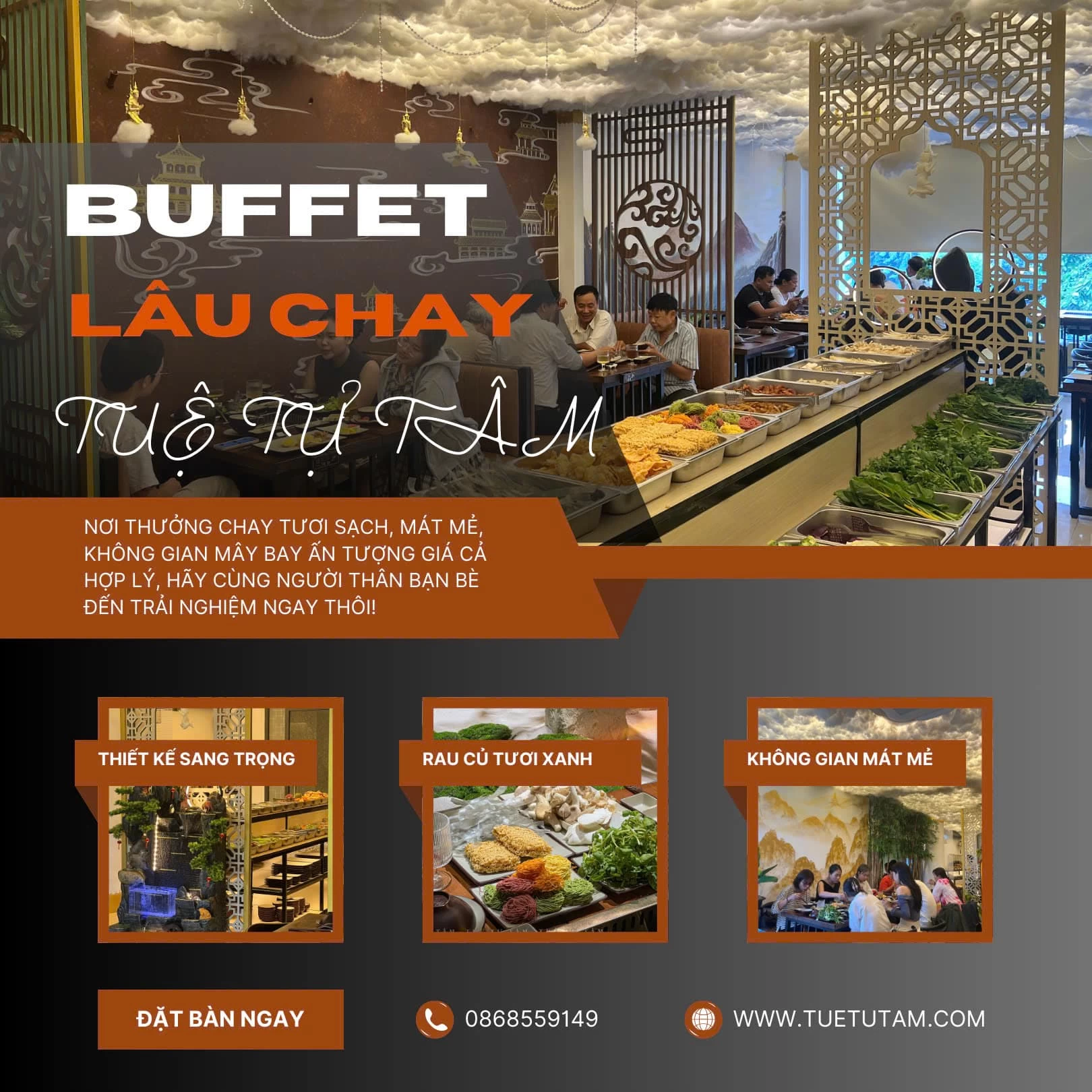Quán buffet lẩu chay giàu dinh dưỡng tốt cho sức khỏe Tuệ Tự Tâm