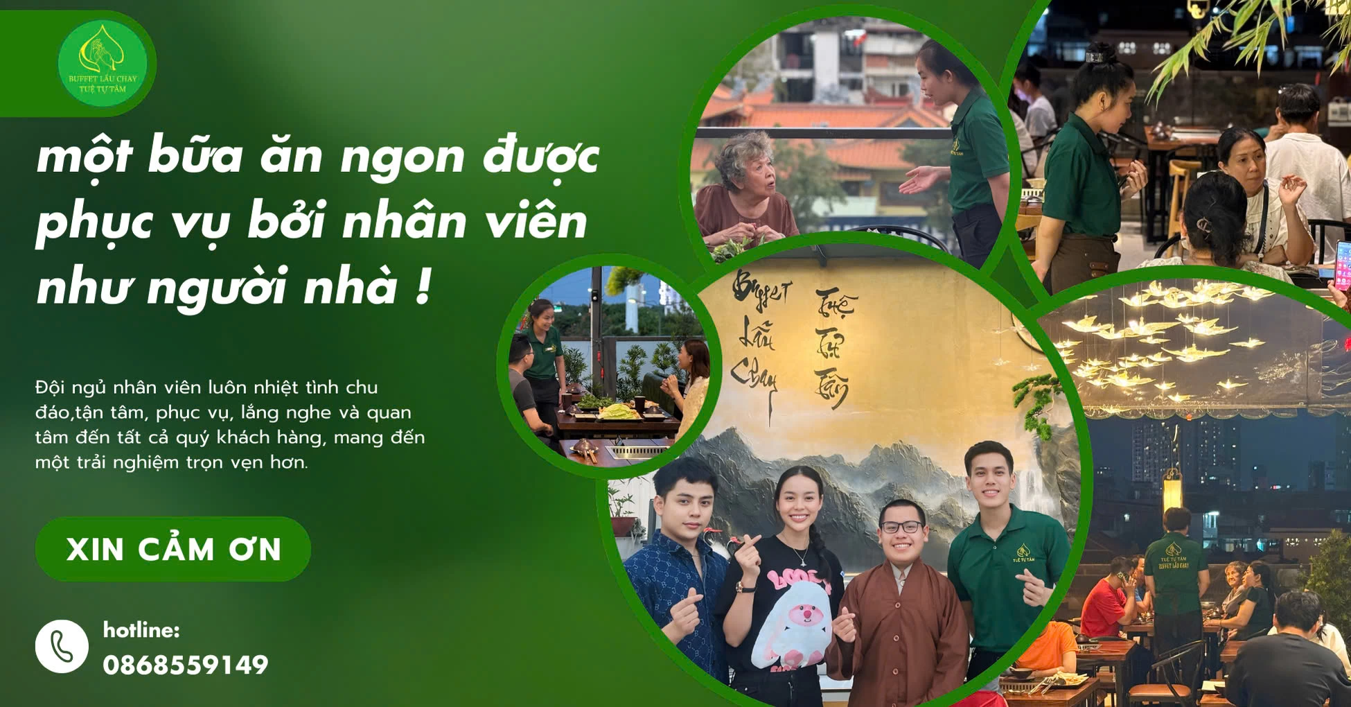 Sự công nhận và ủng hộ của khách hàng quay trở lại Tuệ Tự Tâm là một món quà đối với đội ngũ nhân viên quán