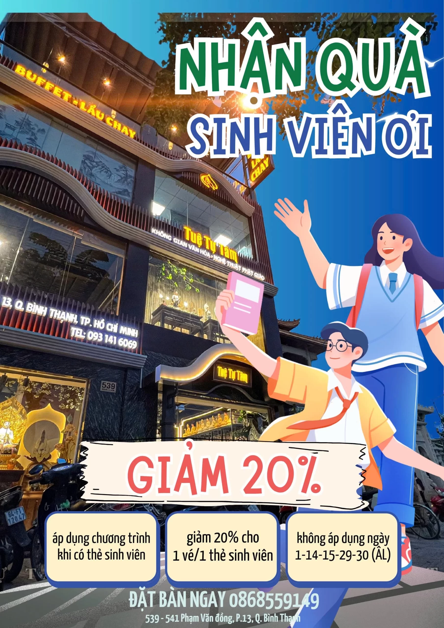 Chương trình ưu đãi 20% dành cho nhóm học sinh, sinh viên