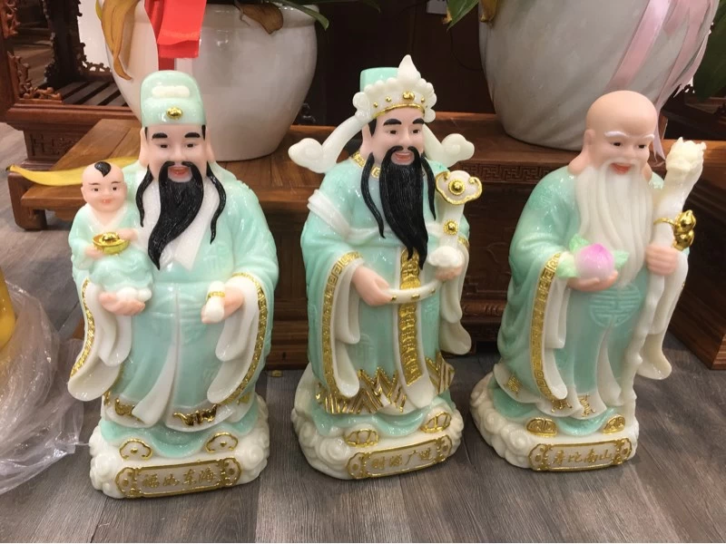 Bộ 3 bức tượng Phúc Lộc Thọ Xanh 16in