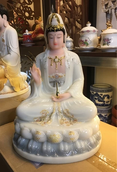 Quan Âm đá trắng 16in