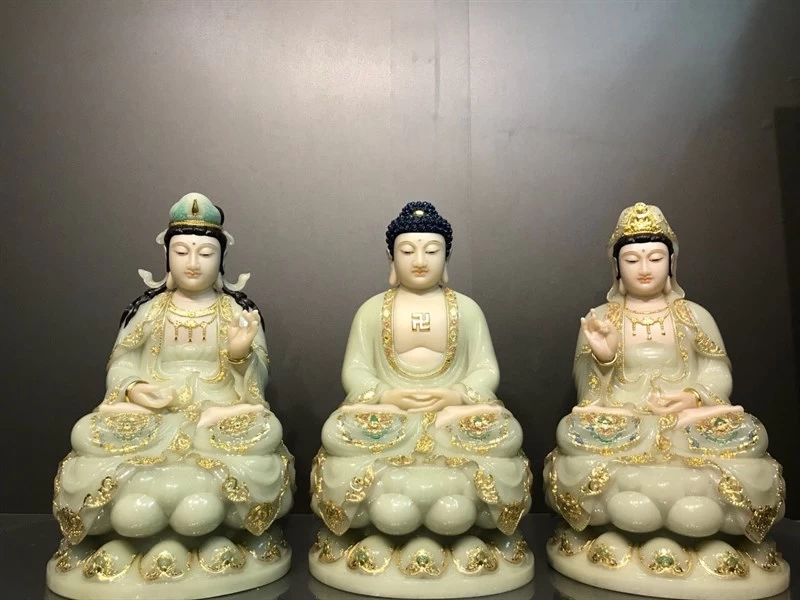 Tây Phương Tam Thánh Ngọc Bích Da Xám