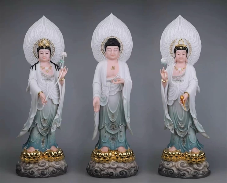 Tây Phương Tam Thánh đứng bột đá xanh