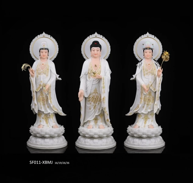 Tượng Tam Thánh Tây Phương đứng trắng