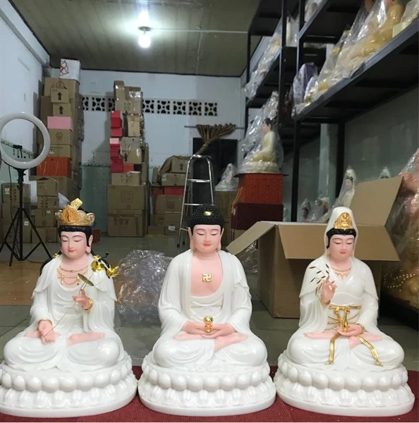 Tượng Tây Phương Tam Thánh bột đá bạch ngọc