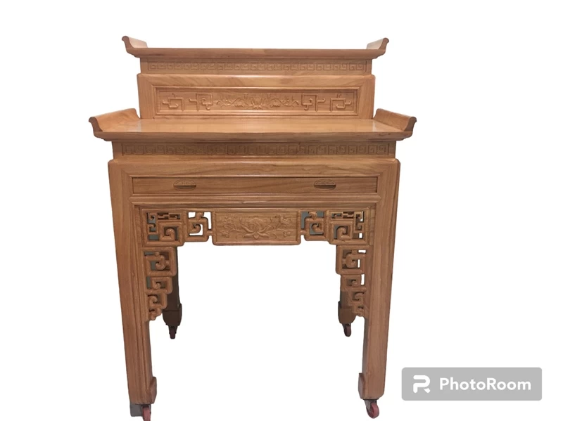 Bàn thờ 2 tầng cấp sen gỗ gõ đỏ