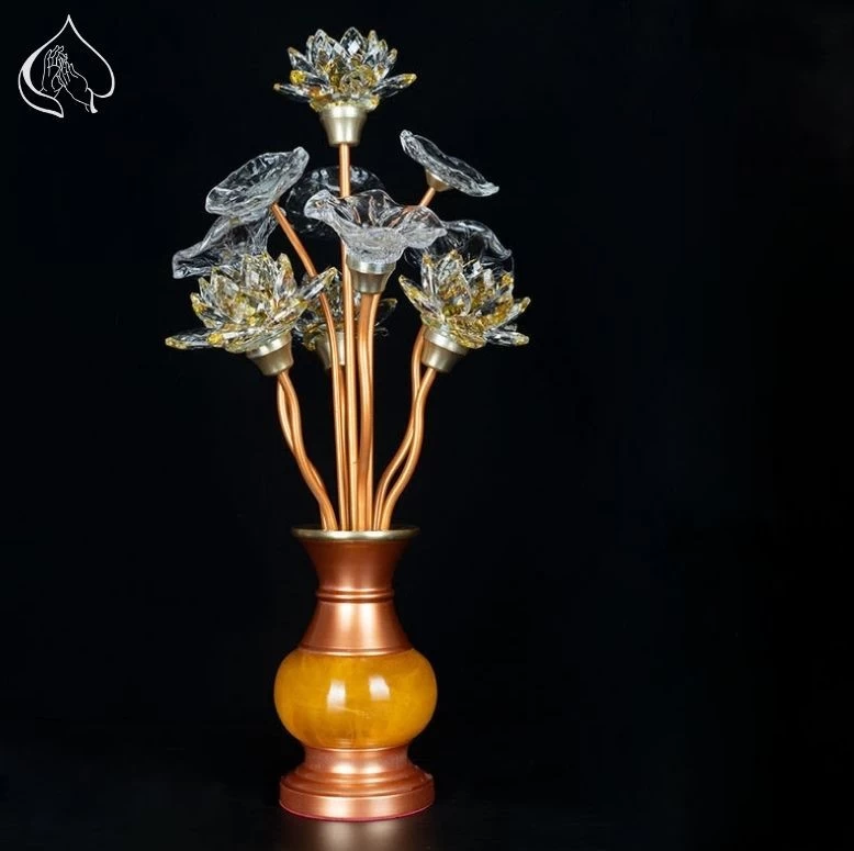 Đèn hoa sen 5 bông pha lê