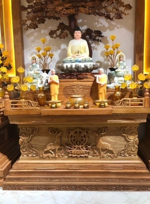 Mẫu bàn thờ cao cấp thờ Phật
