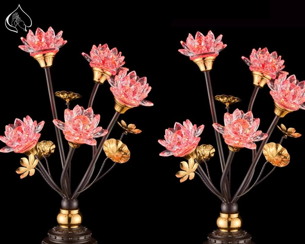 Đèn thờ hoa sen lưu ly