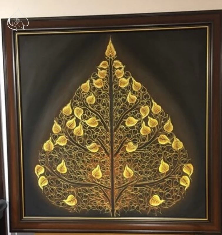 Tranh lá bồ đề nâu