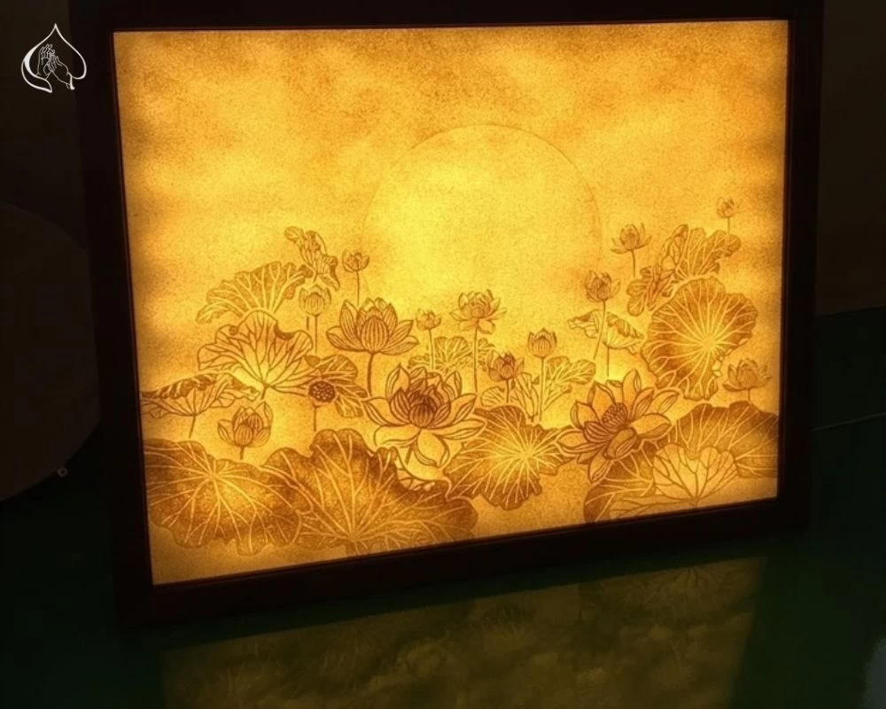 Tranh trúc chỉ hoa sen