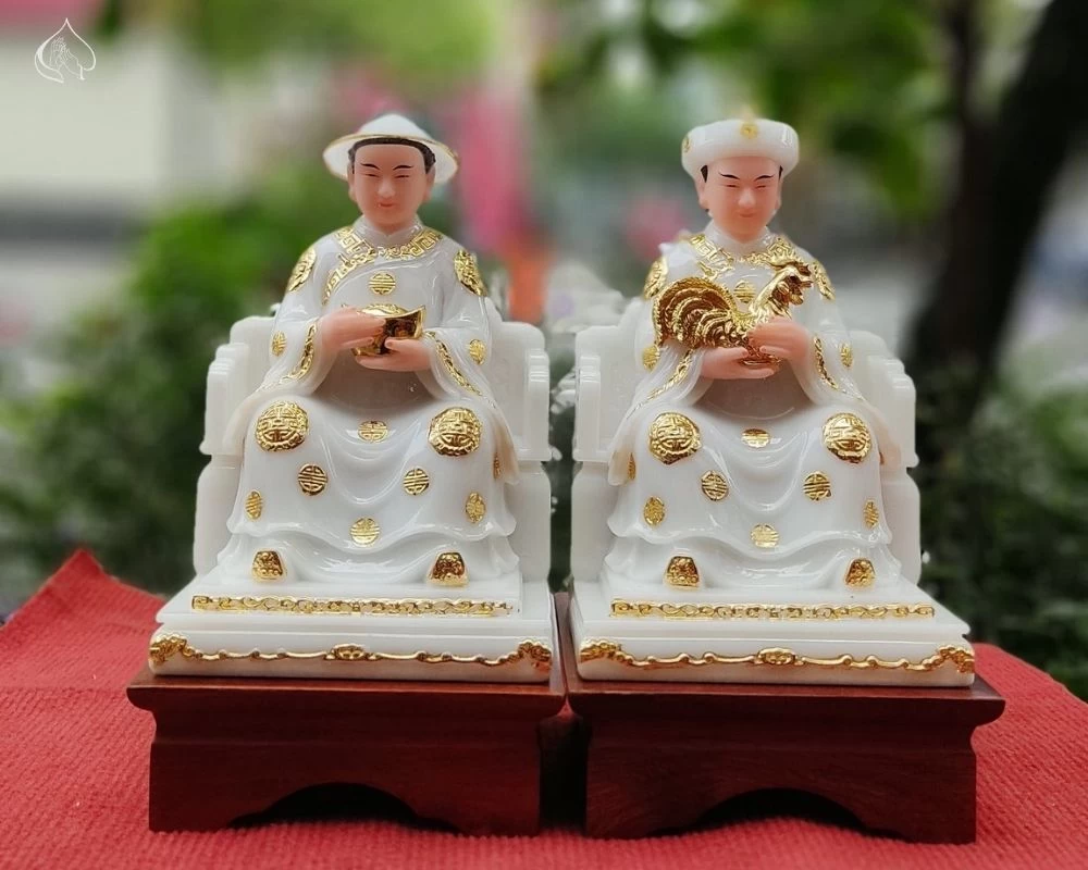 Cầu Tài Cậu Qúy bằng đá màu xanh màu trắng