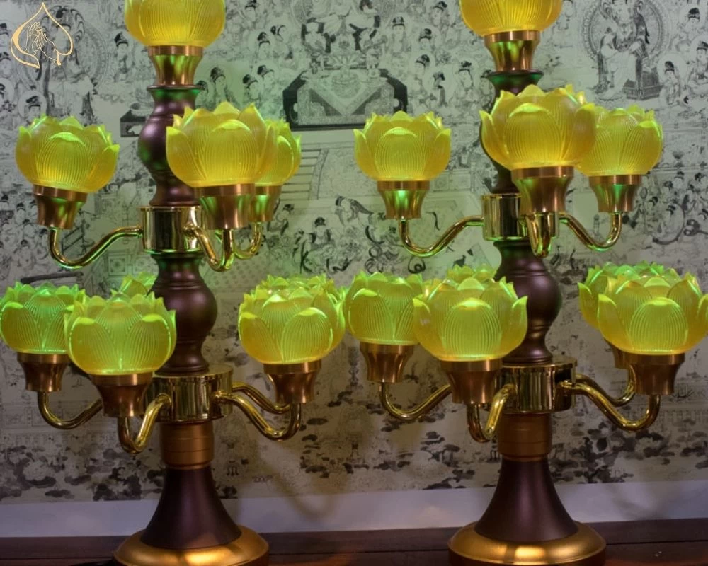  Đèn Thờ Hoa Sen 9 Bông