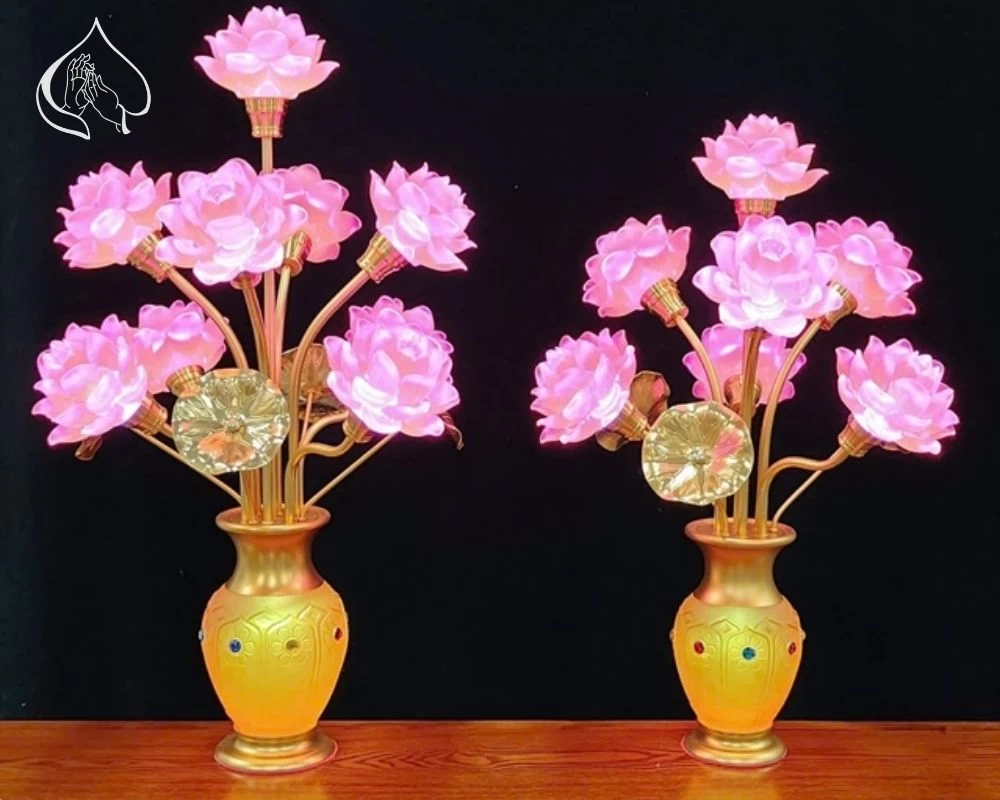 Đèn sen 7 bông bình có đá