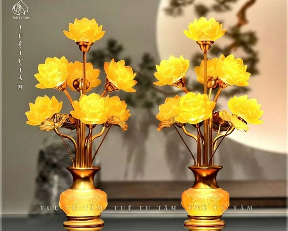 Đèn sen lưu ly hoa nở cánh 7 bông 3036