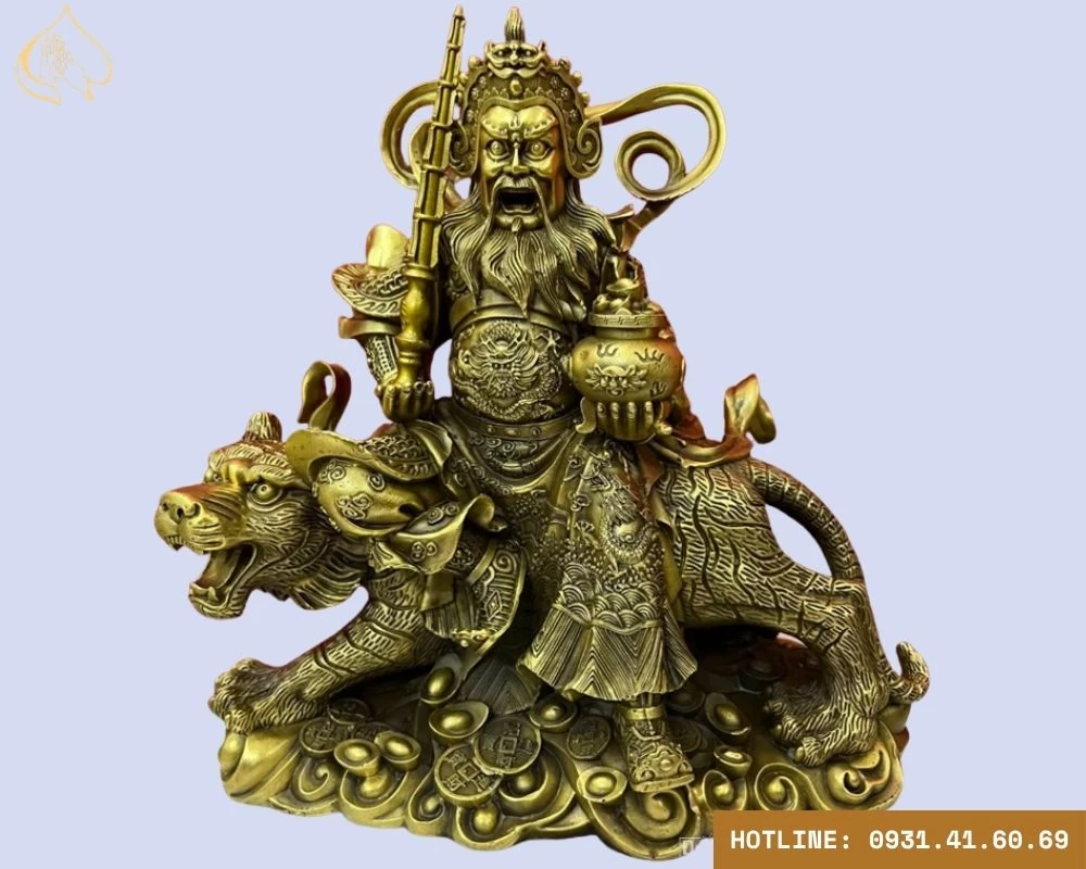Mẫu tượng Triệu Công Minh cưỡi hổ bằng đồng