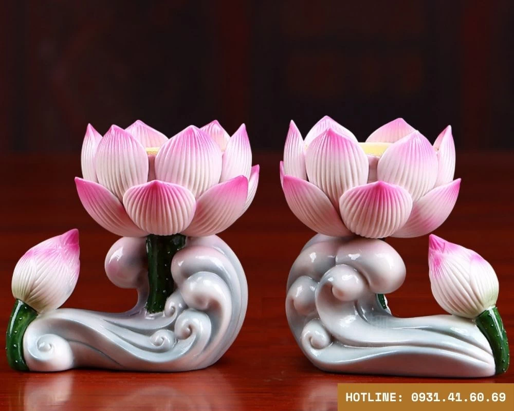Mẫu đèn bàn thờ thổ địa hình hoa sen