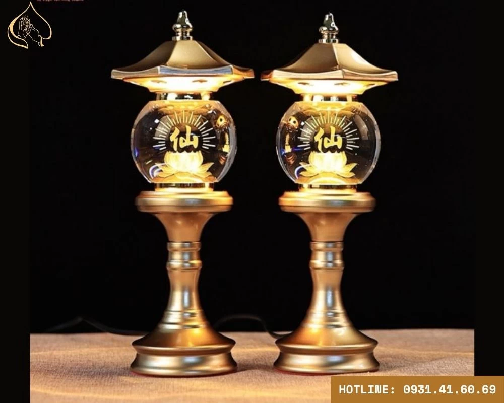 Mẫu đèn thờ Thần Tài Thổ Địa bằng đồng