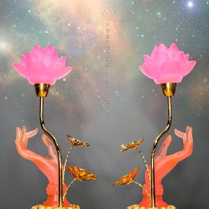 Đèn hoa sen tay Phật hồng