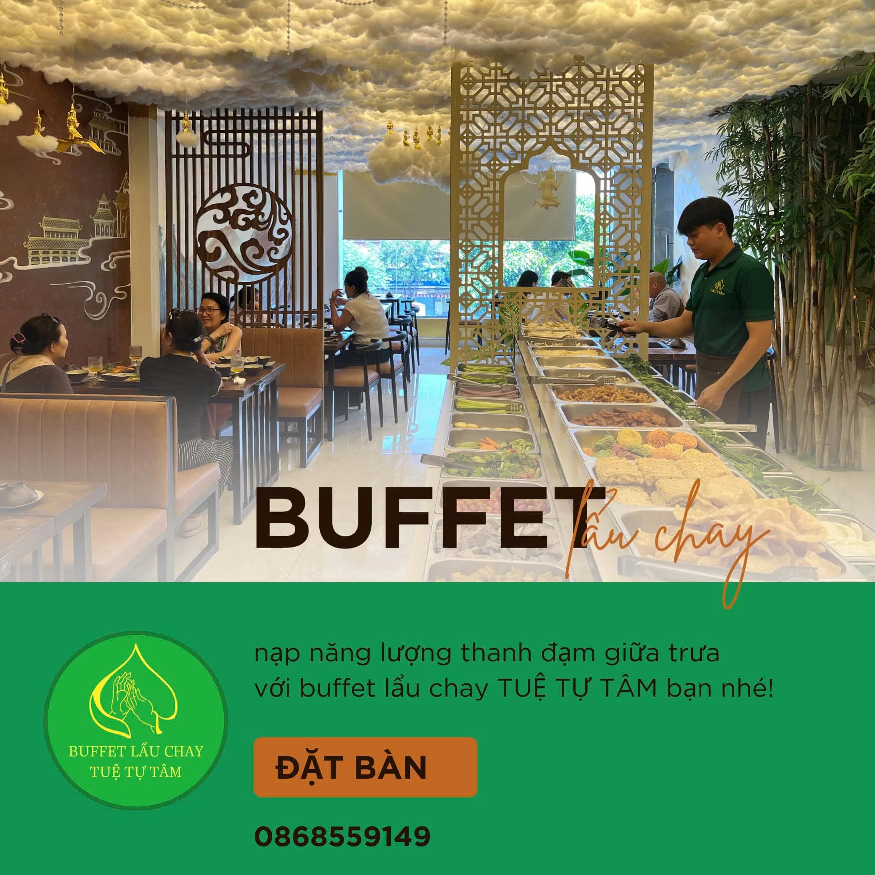 Trải nghiệp buffet lẩu chay TPHCM tại Tuệ Tự Tâm