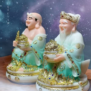 Tượng Tài Địa đá xanh thố tiền đế tròn với những họa tiết nổi bật