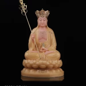 Địa Tạng Thạch Anh Sen có thế ngồi vững vàng, gương mặt từ bi
