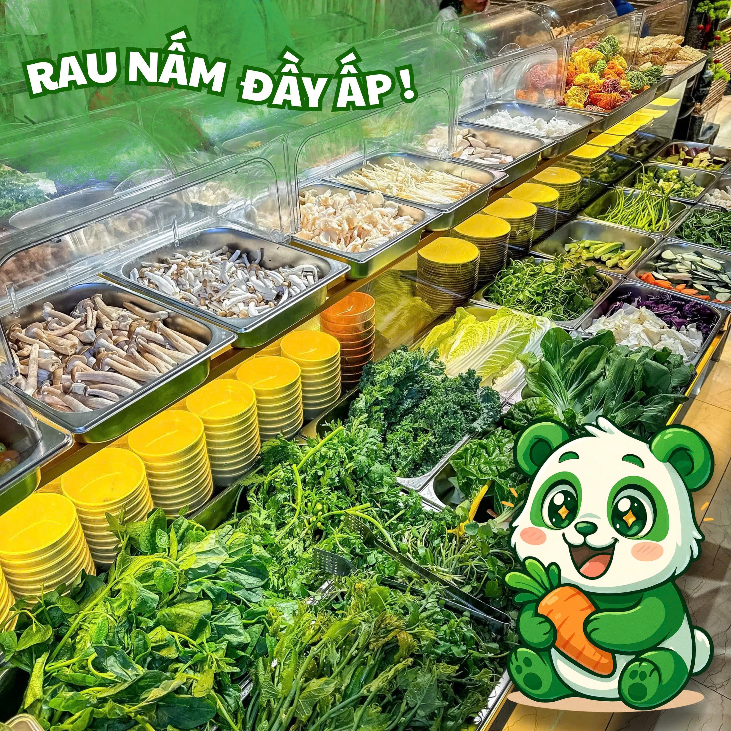 Rau nấm tươi xanh tại tuệ tự tâm