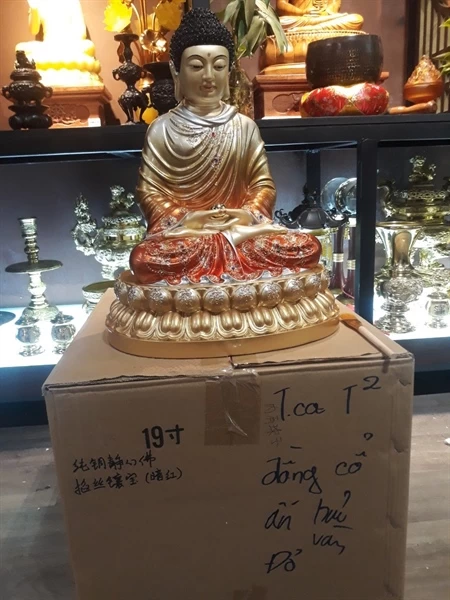 tượng Bổn Sư Đồng Đỏ men cổ ấn bảo