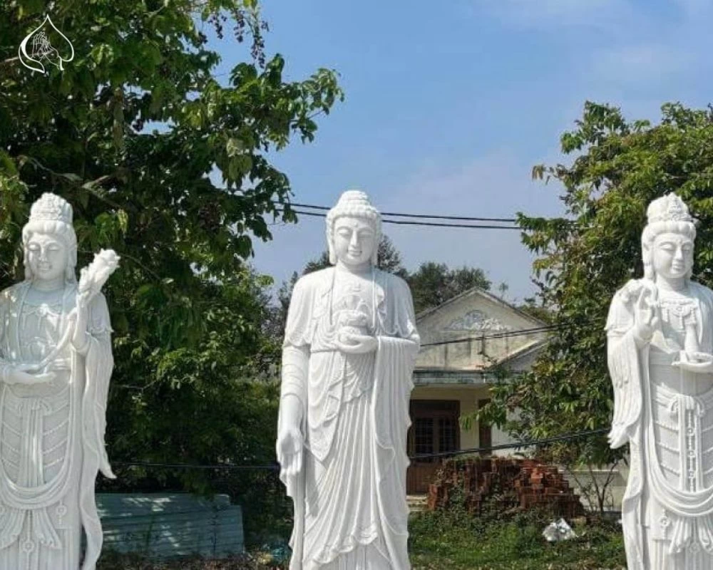 Tượng Tây Phương Tam Thánh Bằng Đá dáng đứng